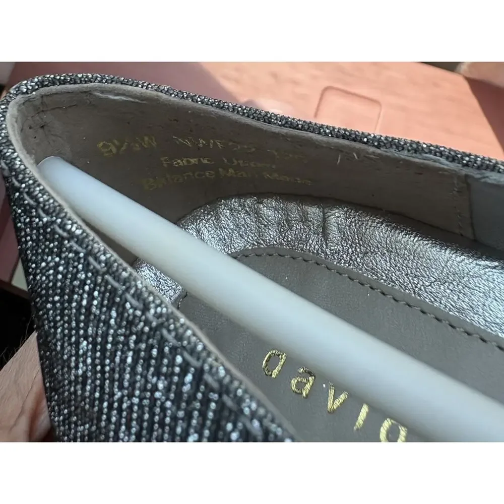 David Tate Women’s Silver Metallic Fabric Slip On Round Toe Pump 9.5W